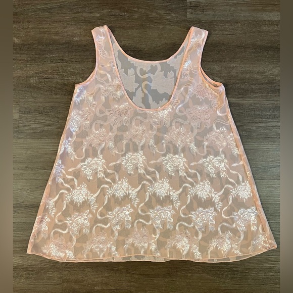 Vtg Victoria's Secret 80’s Peach Crystal Floral Sweep Nightgown Babydoll XL H4 - Picture 2 of 9